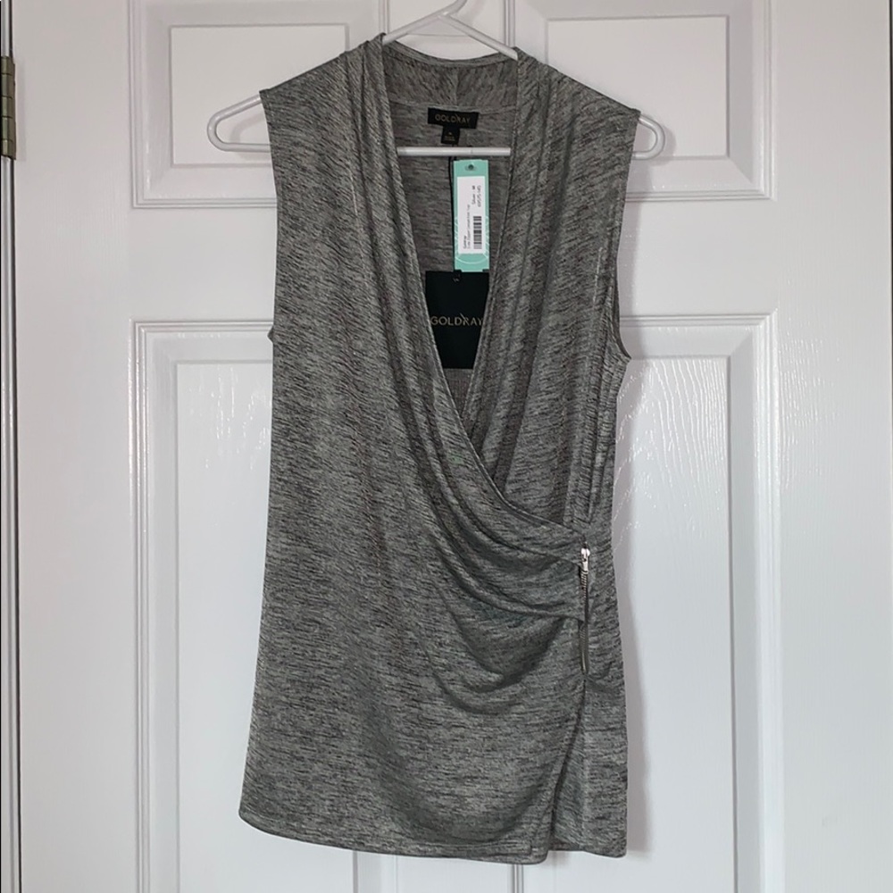 NWT Stitchfix Goldray sleeveless cross front top